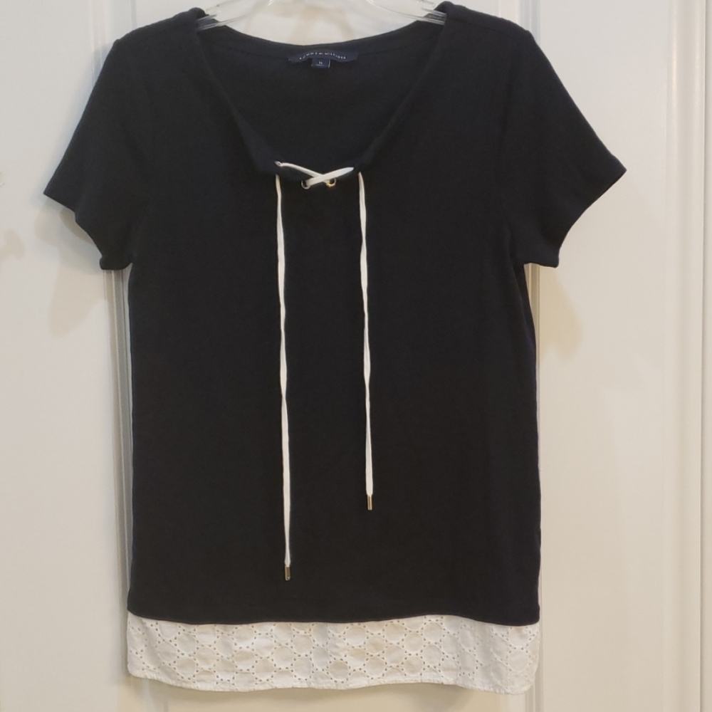 Navy blue short sleeved top